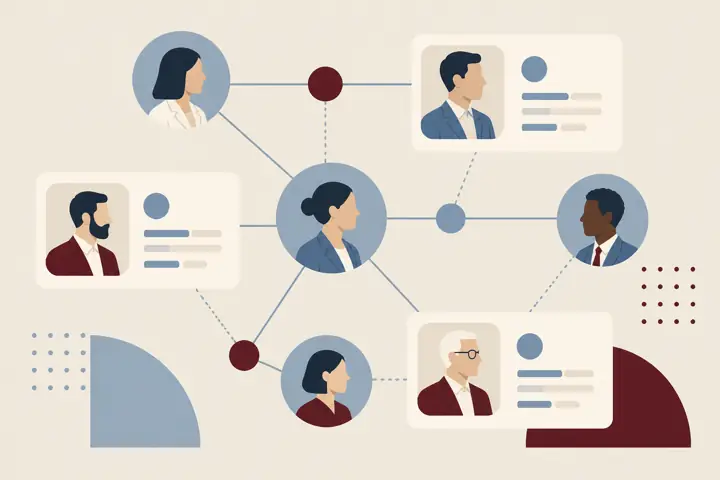 Illustration: B2B Netzwerk Sichtbarkeit. KI generiert.