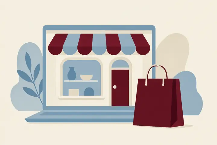 Illustration: Online Shop und Angebot. KI generiert.